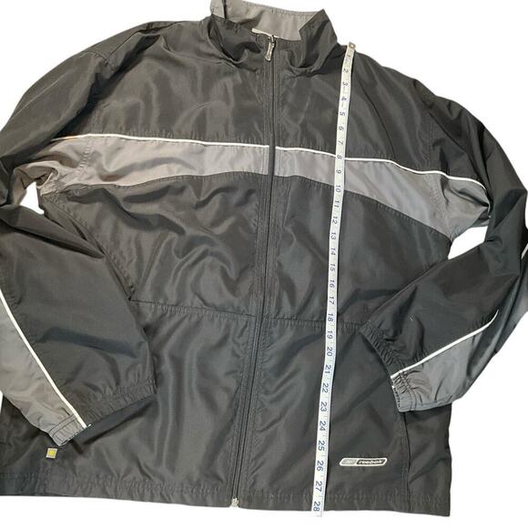 Vintage Reebok Windbreaker Sweat Suit Size Large 90's Black and Gray Polyester - Picture 6 of 15